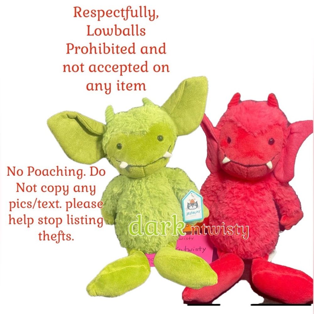 BNWT RETIRED JELLYCAT PANDORA PIXIE AND GRIZZO GREMLIN